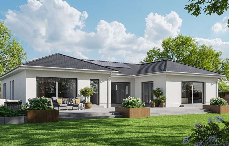Einmaliges Bauvorhaben direkt an der Ems: Exklusiver Bungalow, SüdWest-Grundstück, massiv, PV, Lüftg